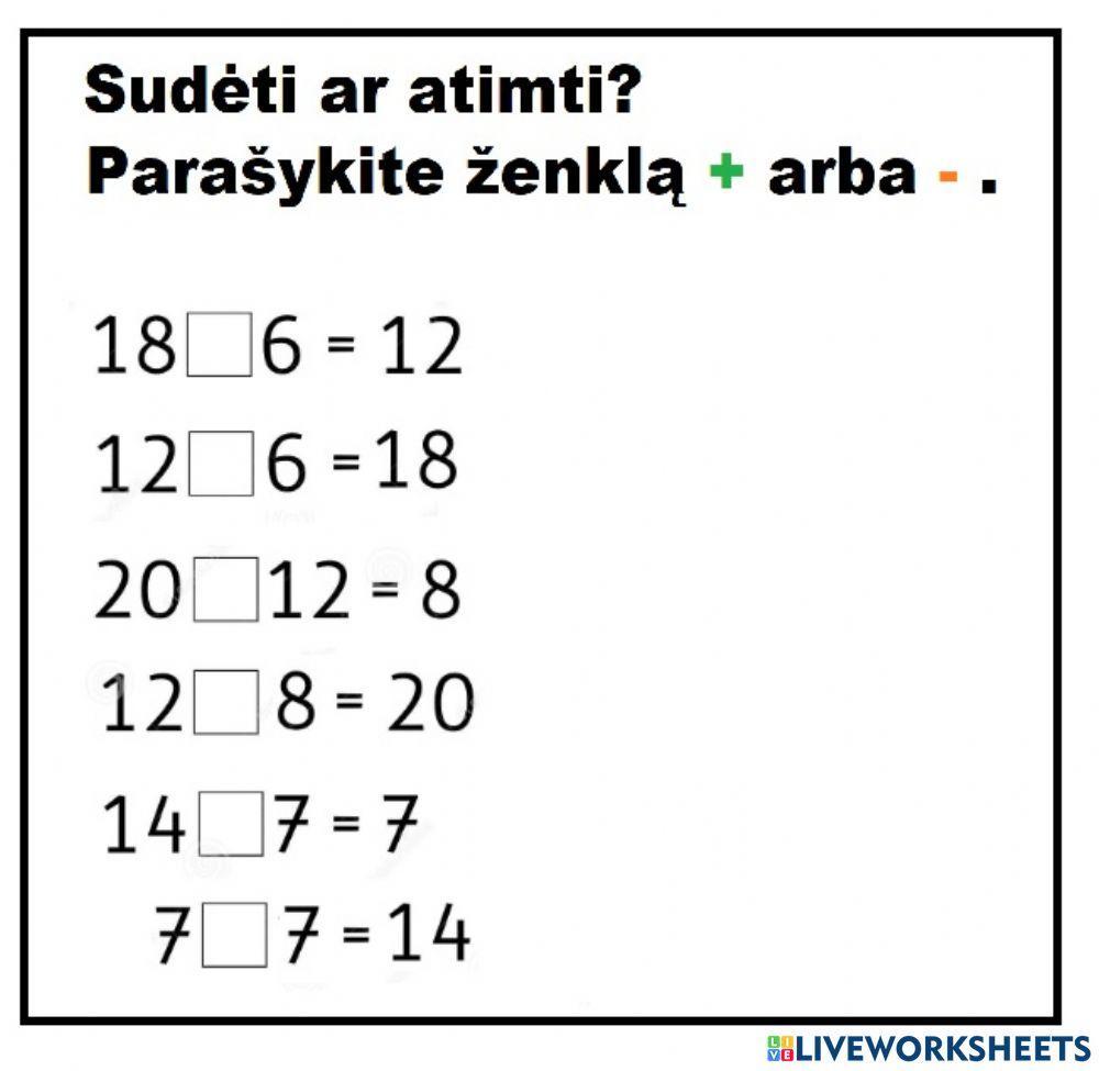 Sudėti ar atimti?