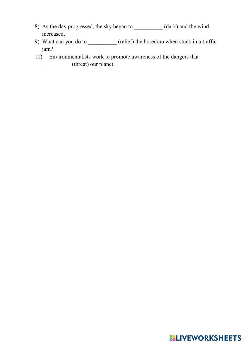 Word Formation of adjectives and verbs