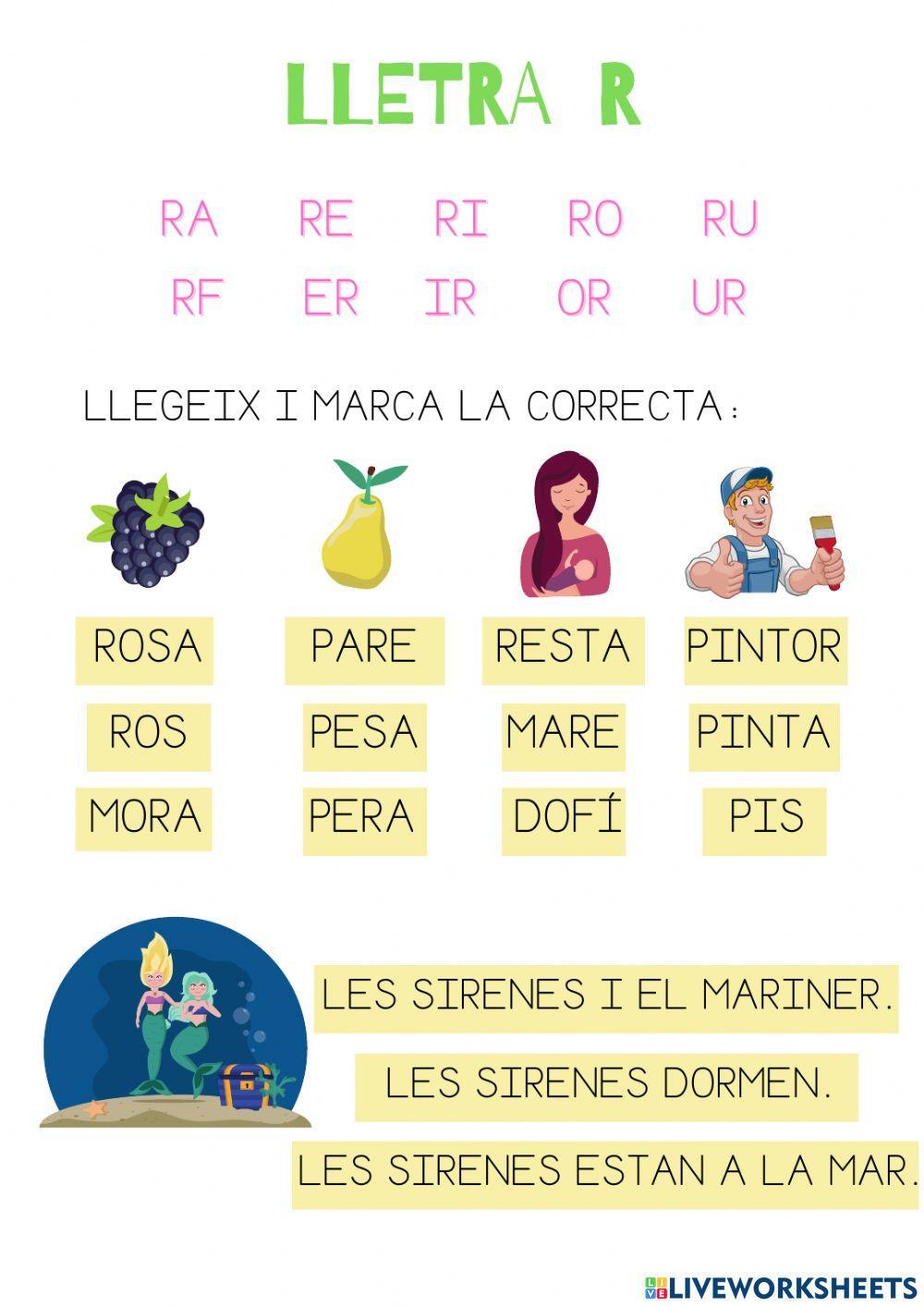 Lectura lletra R (so fluix-mut)