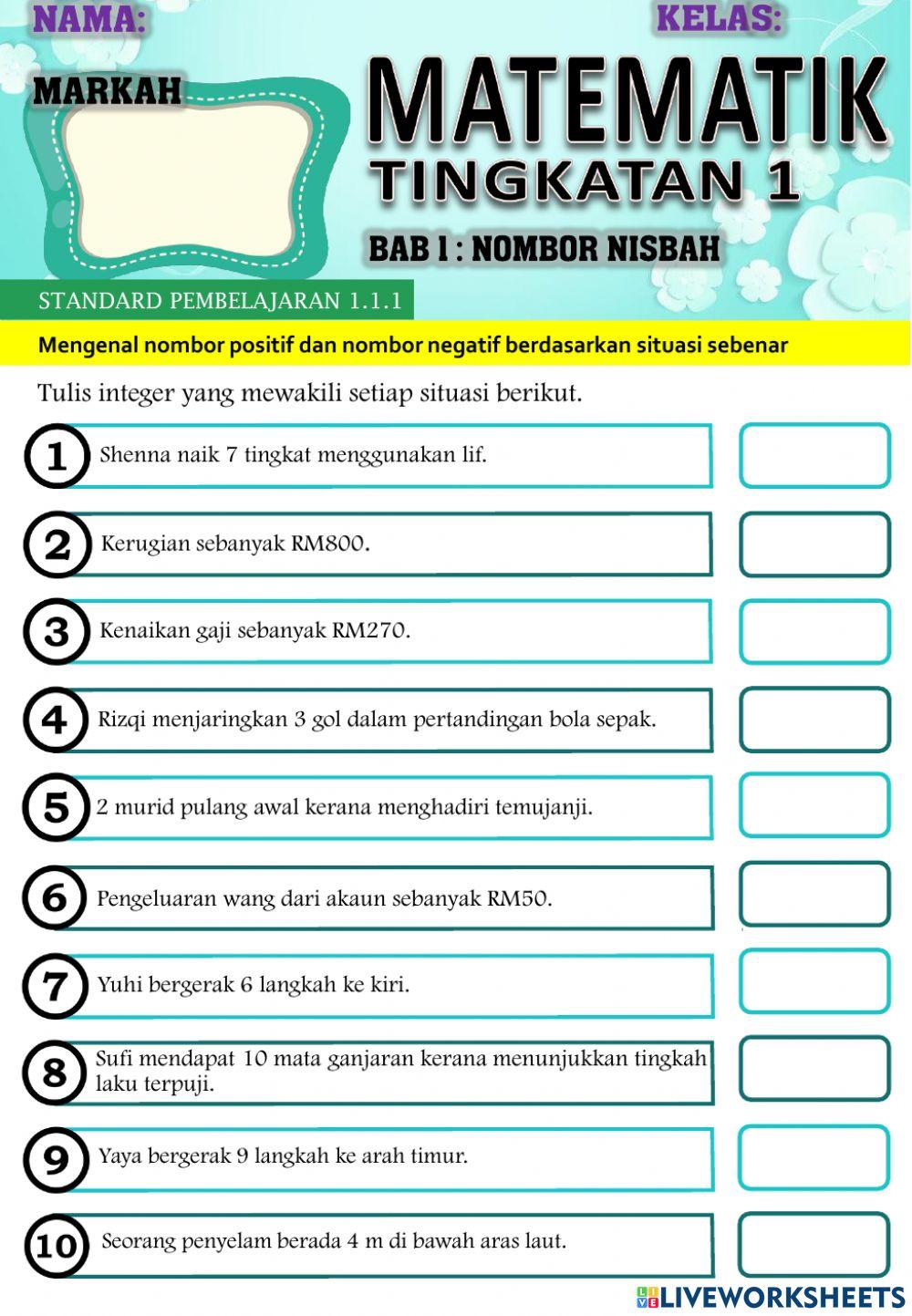 Matematik tingkatan 1: Kenal nombor positif Matematik tingkatan 1: Kenal nombor positif