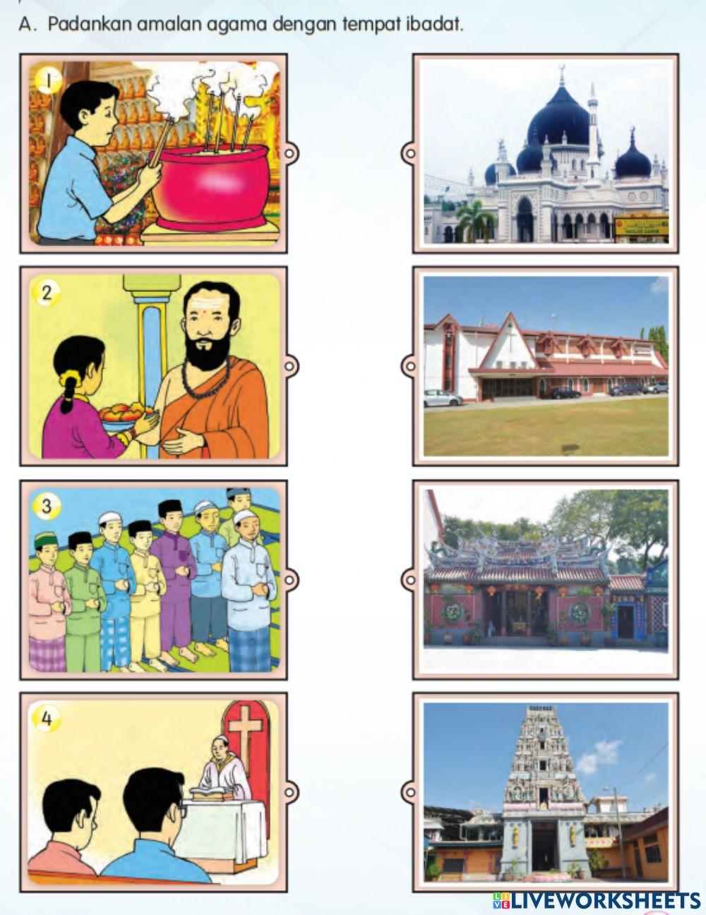 Amalan agama dengan tempat ibadat