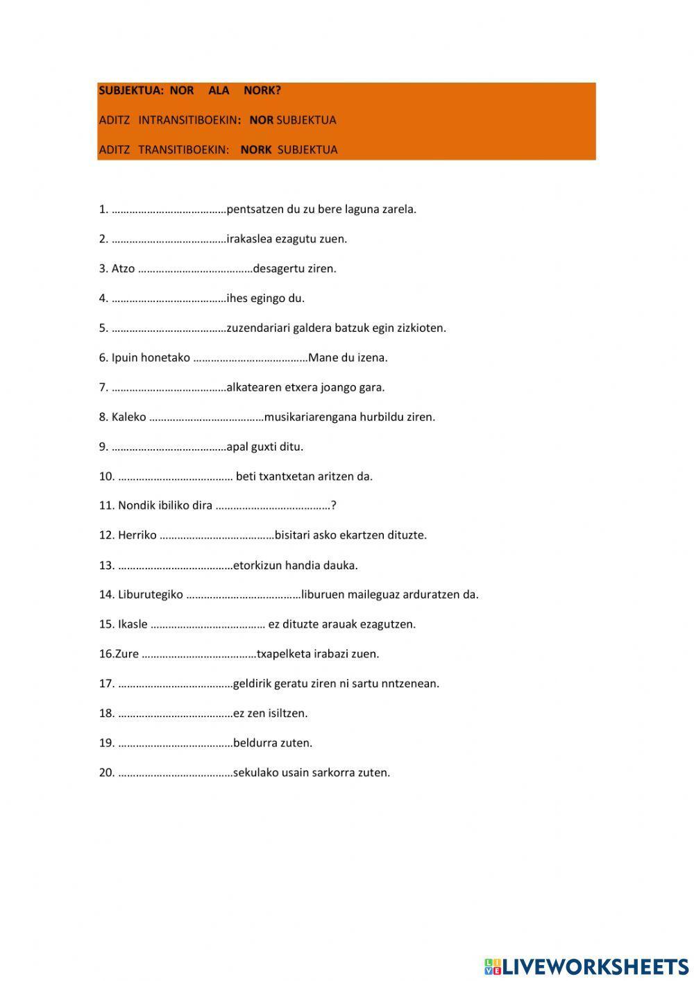 Subjektua Nor ala Nork?