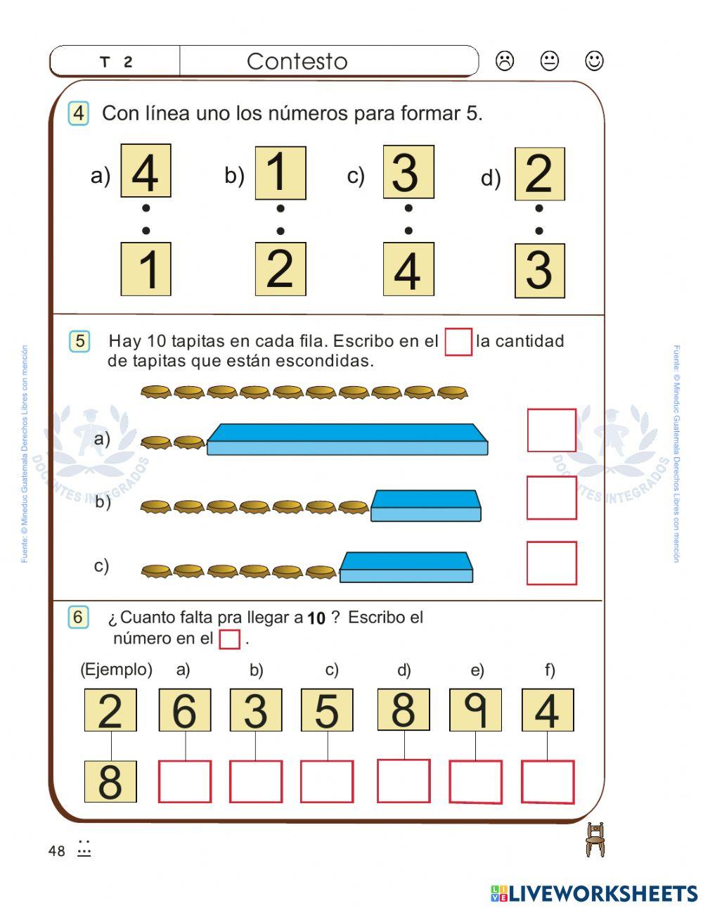 Matemáticas Primero Primaria Mineduc 2022 pág. 48 - Contesto
