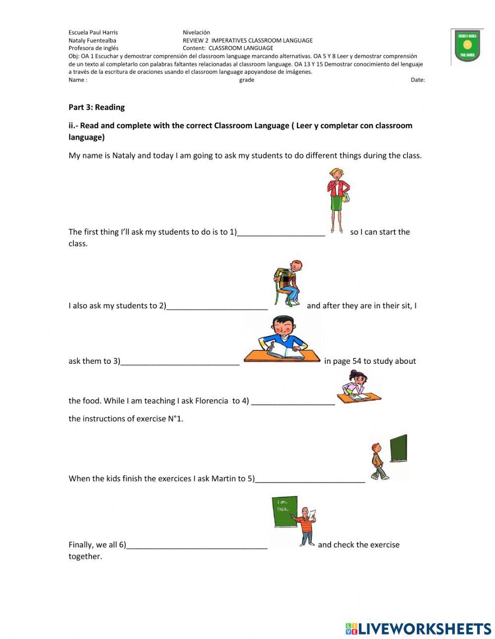 Review 2 classroom language