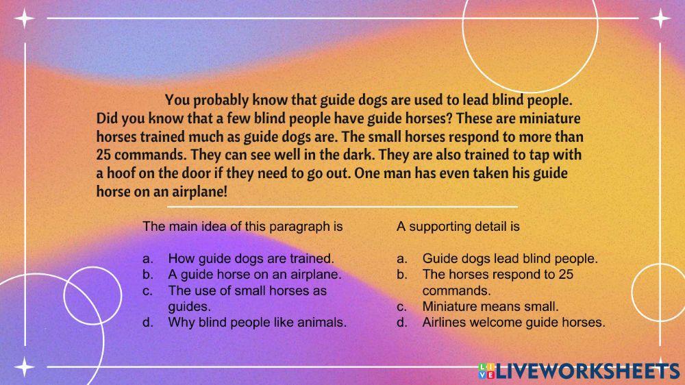 Main and supporting ideas