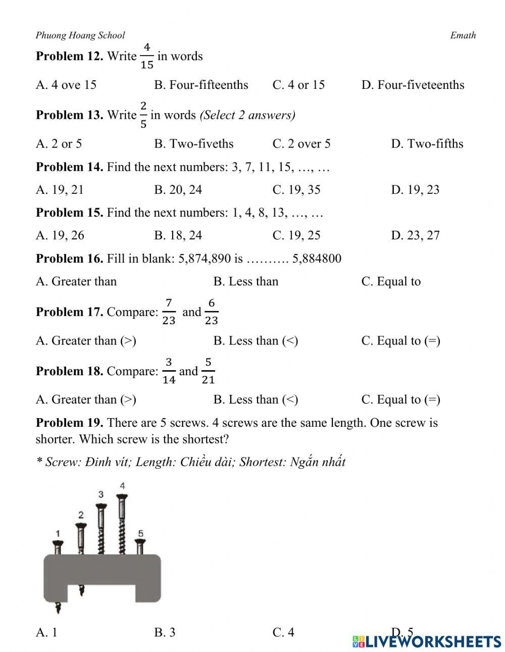 Grade 4. Second Mid-term exam