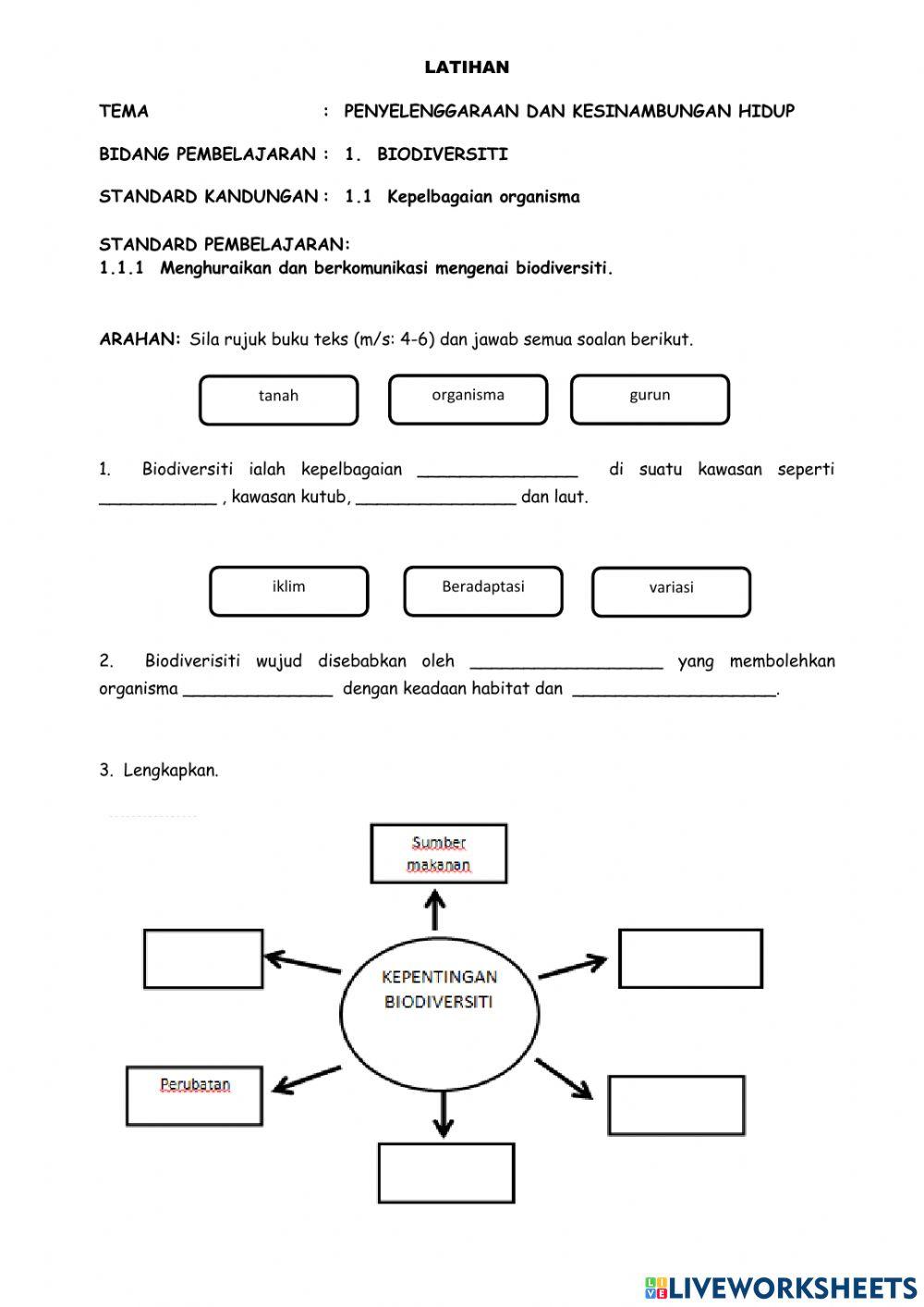 1.1:  Kepelbagaian Organisma