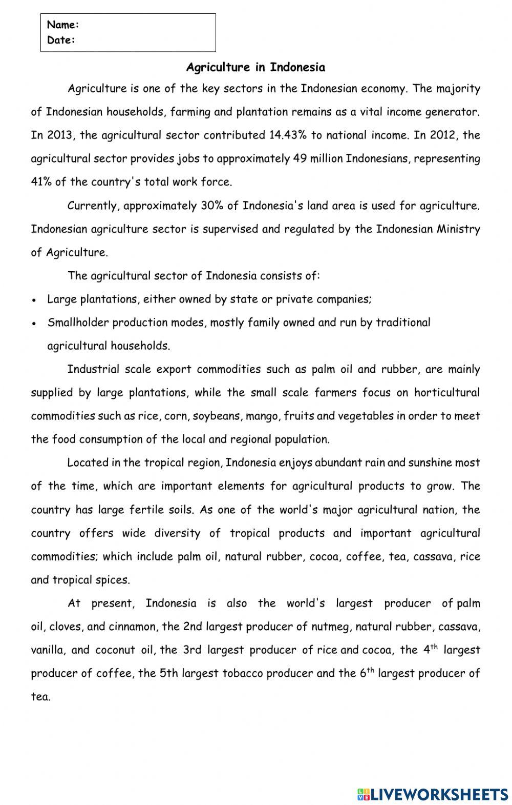 Agriculturein Indonesia