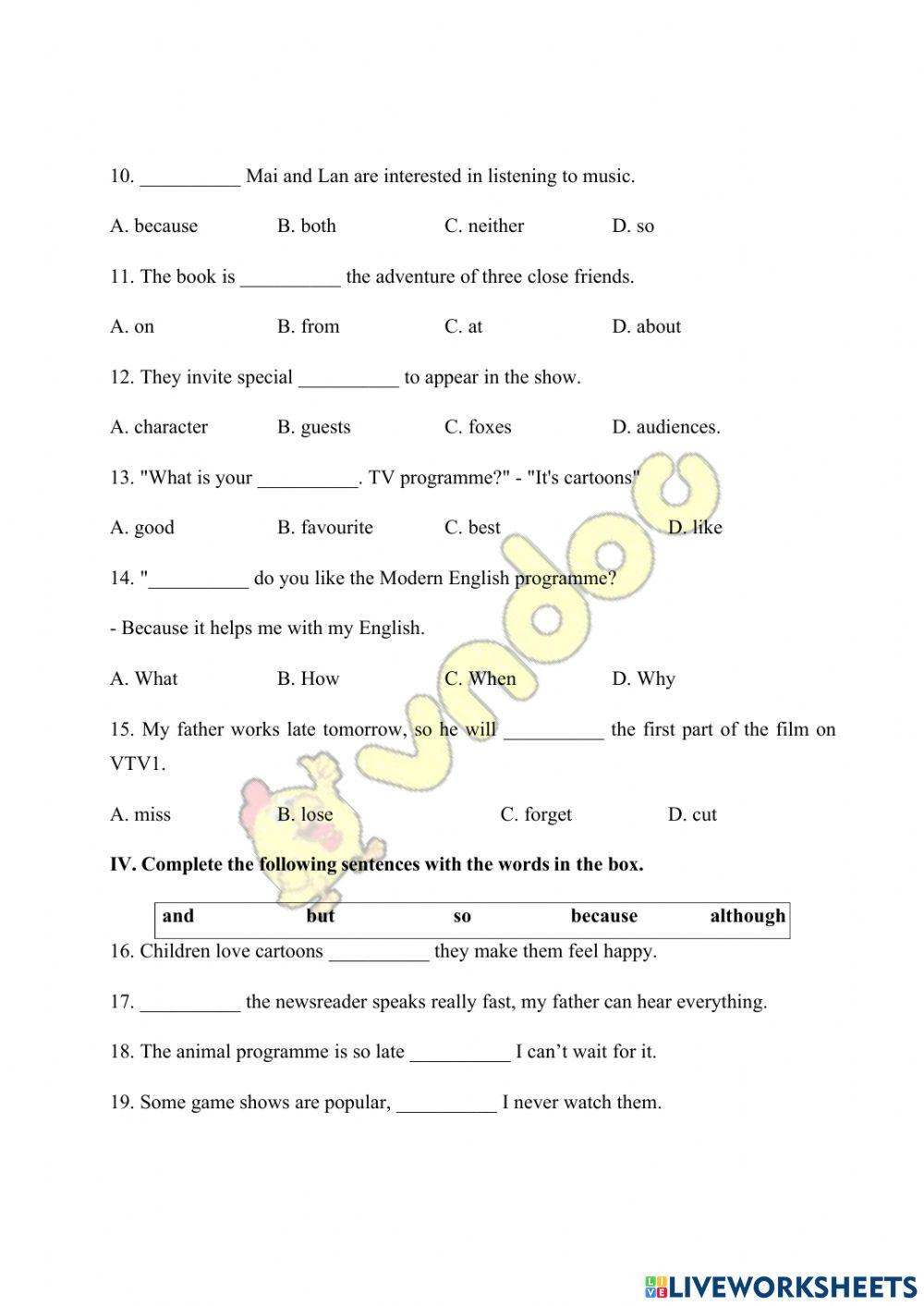 Đề Anh ôn vào 6 CG 2020