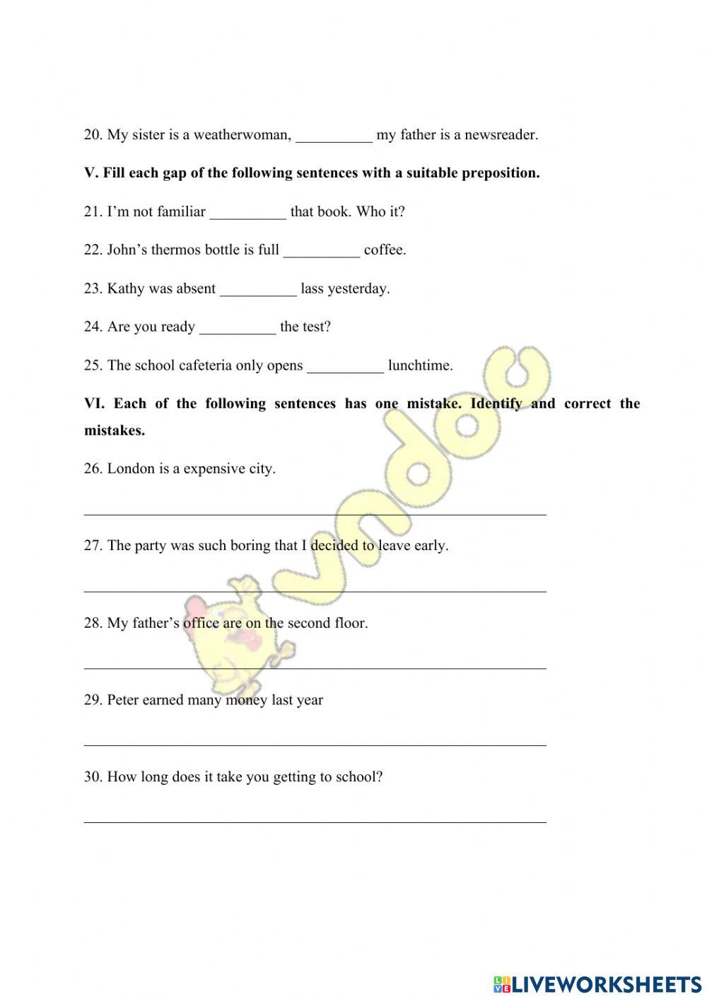 Đề Anh ôn vào 6 CG 2020