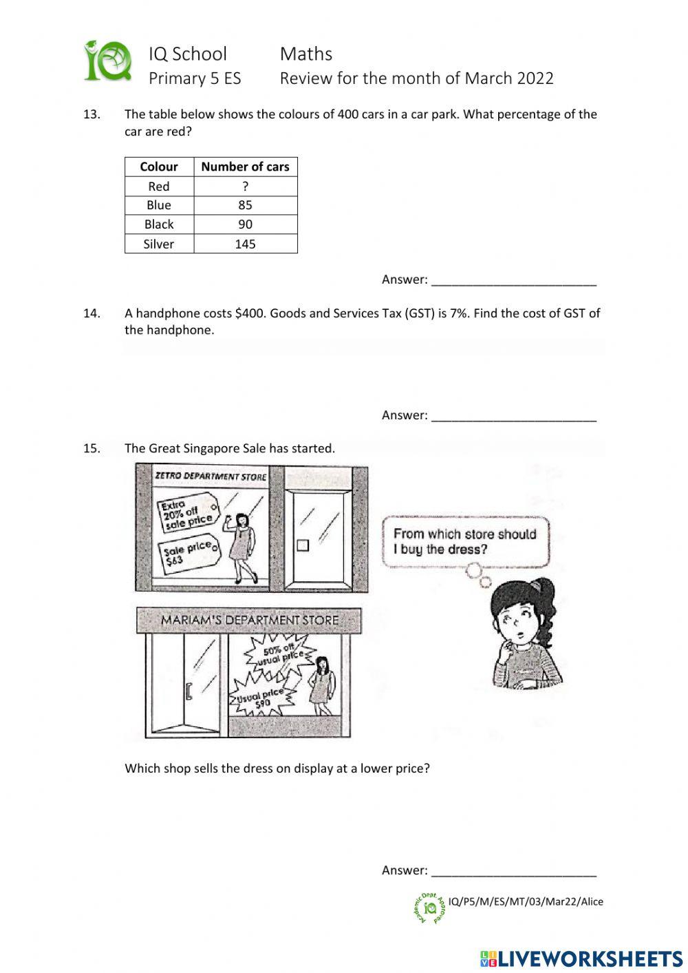 1953854 | Maths | AliceDinh | LiveWorksheets