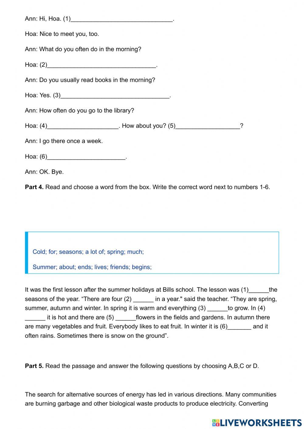 Đề Anh ôn vào 6 CNN