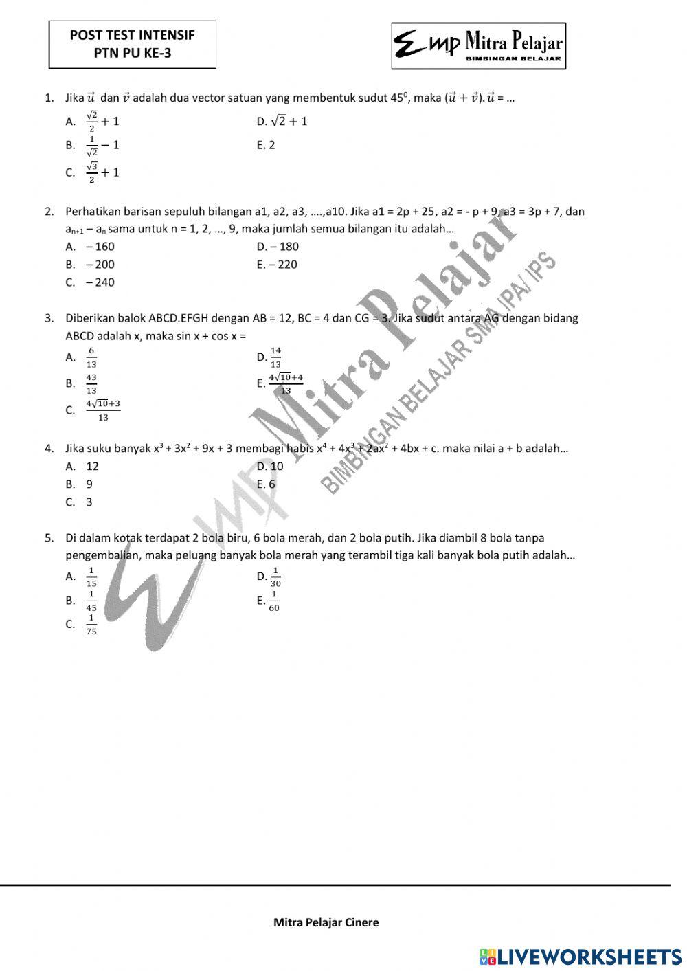 Postest intensif mtk ipa 7
