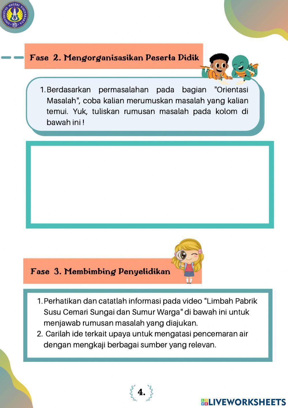 E-LKPD IPA Berbasis PBL Materi Pencemaran Air