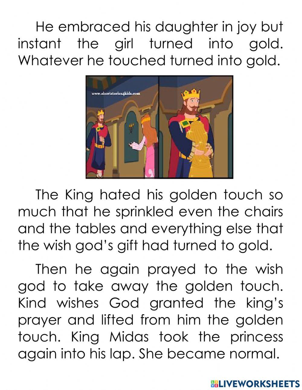 Reading Comprehension Worksheets-King Midas and the Golden Touch Google  Interactive and Printable Resources