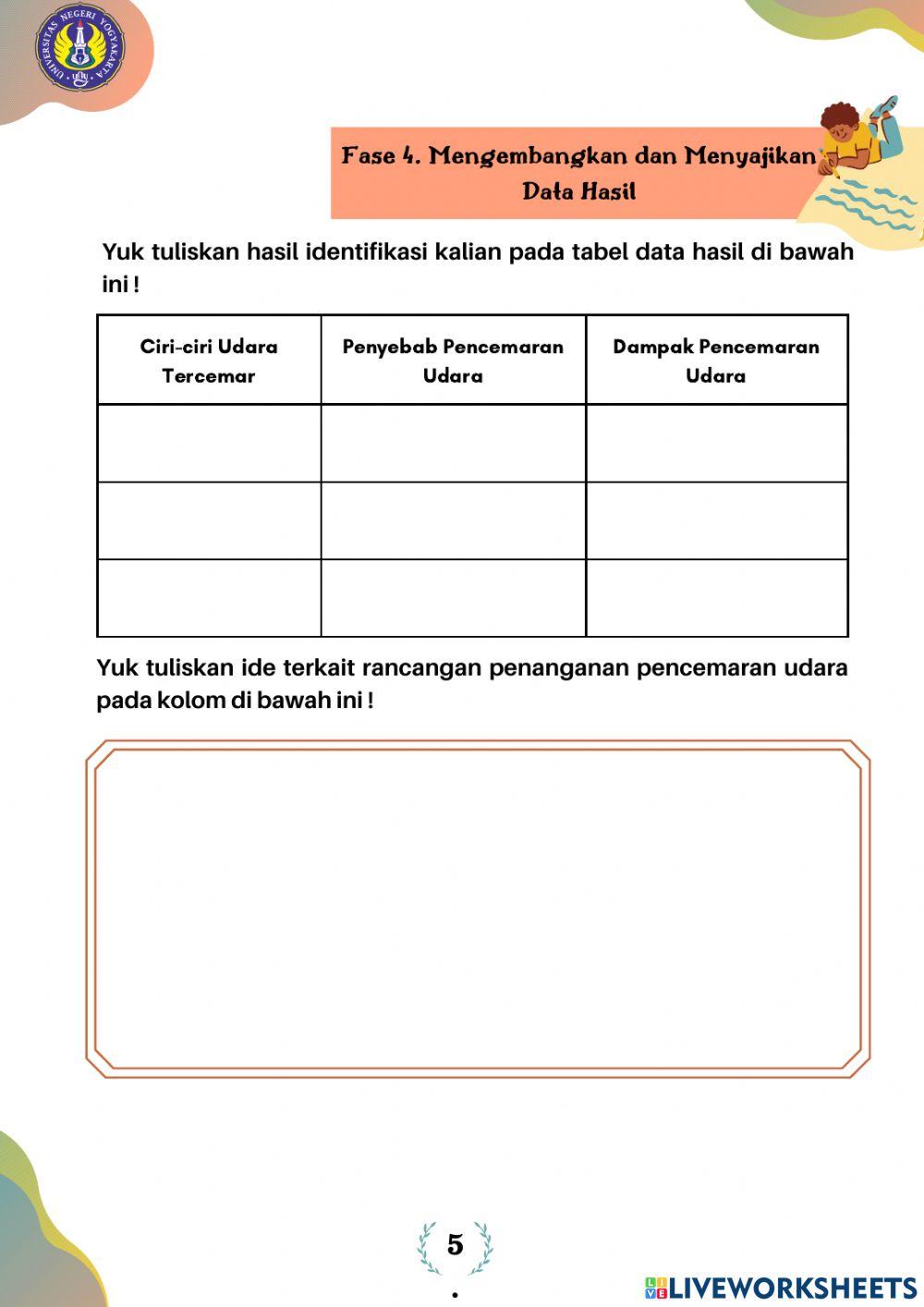 E-LKPD IPA Berbasis PBL Materi Pencemaran Udara