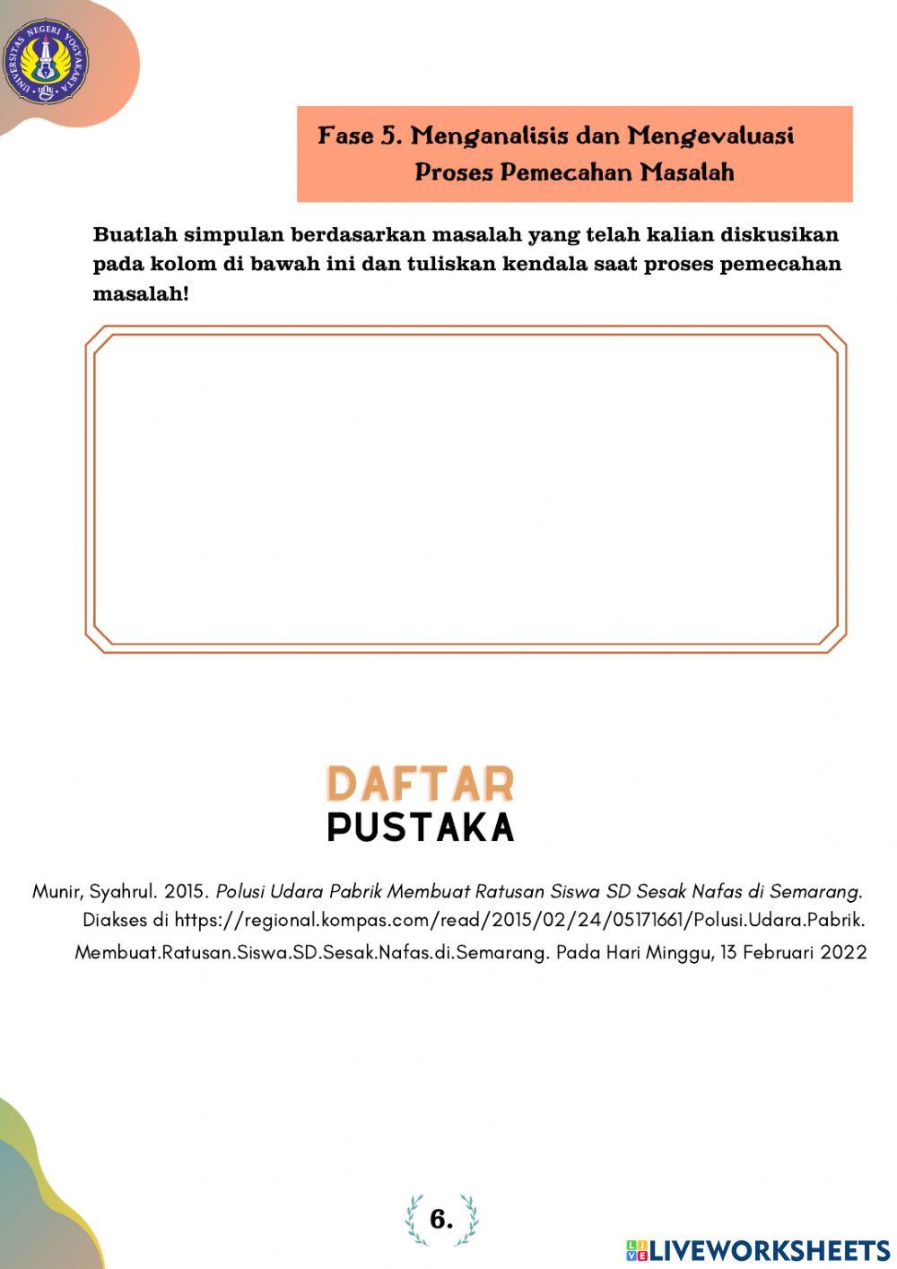 E-LKPD IPA Berbasis PBL Materi Pencemaran Udara