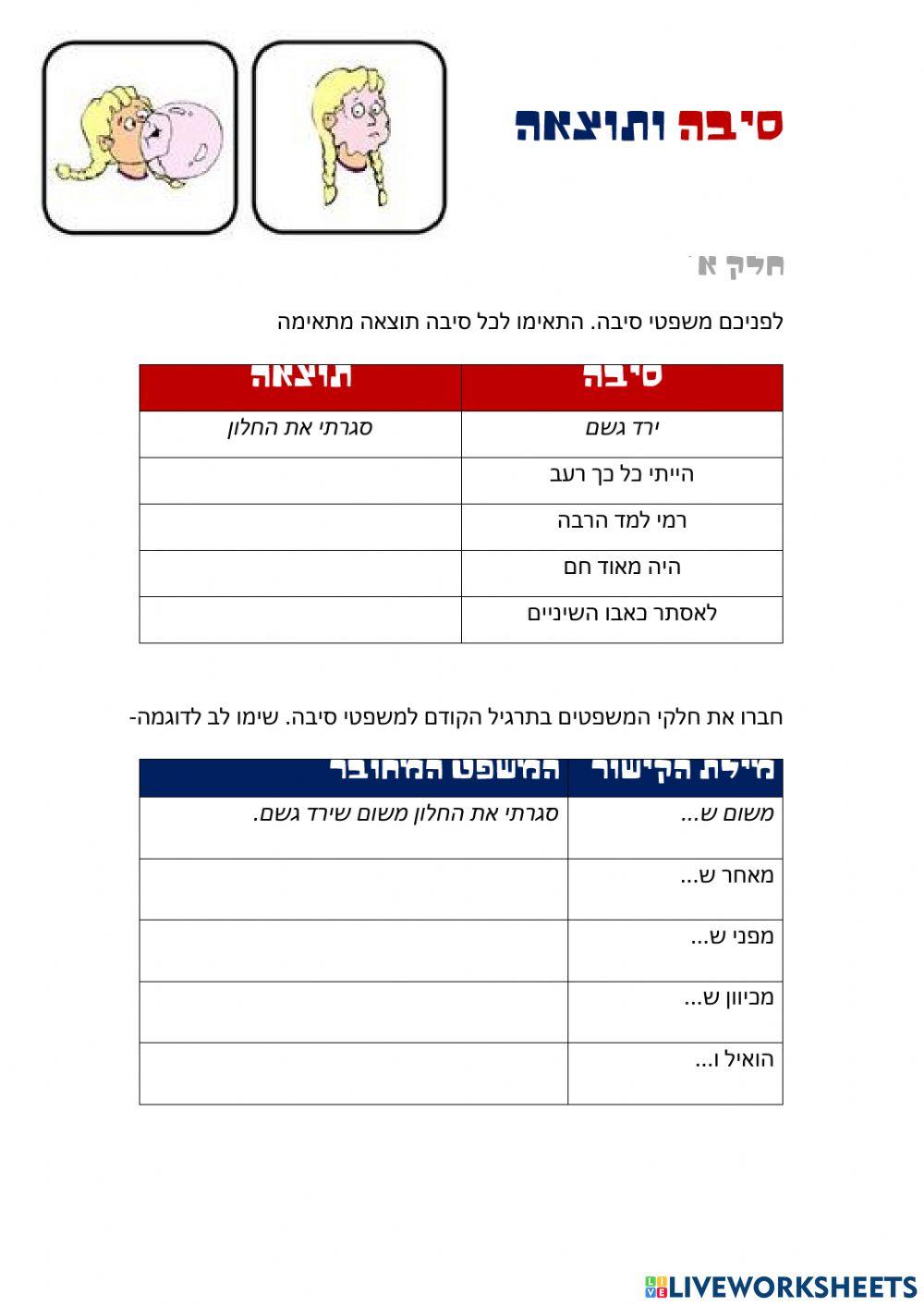 מילות קישור- סיבה ותוצאה