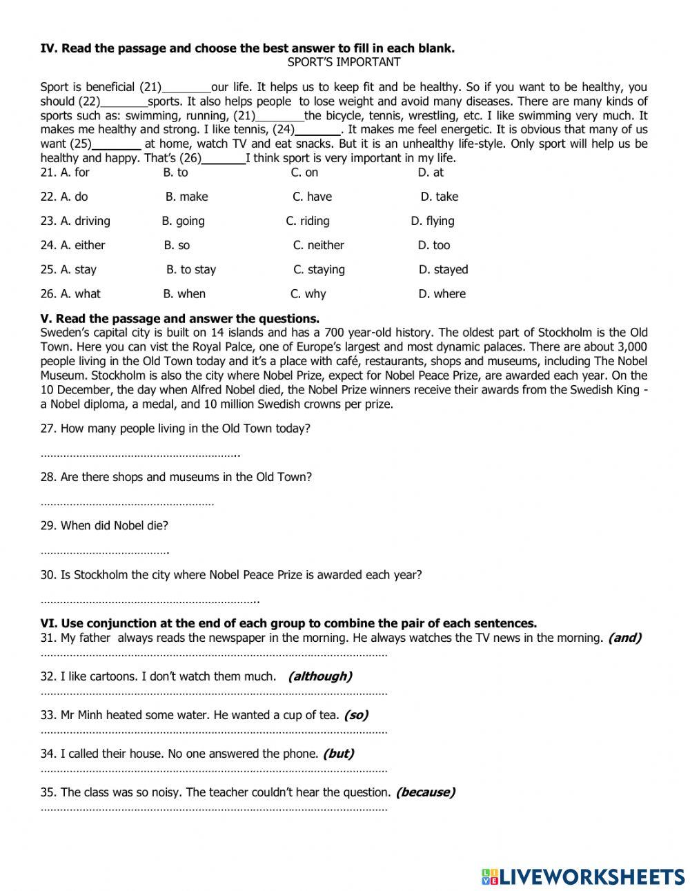 Second mid term test d - grade 7