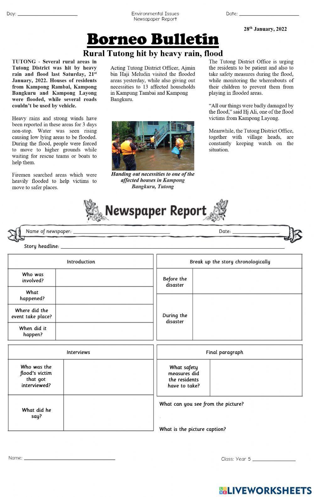 Flood - Newspaper Report