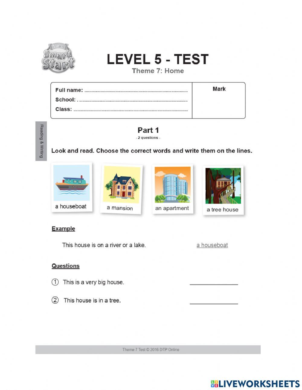 Thi giữa kỳ II - môn Tiếng Anh - Reading and Writing