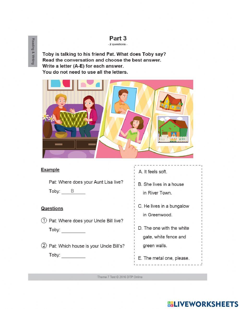 Thi giữa kỳ II - môn Tiếng Anh - Reading and Writing