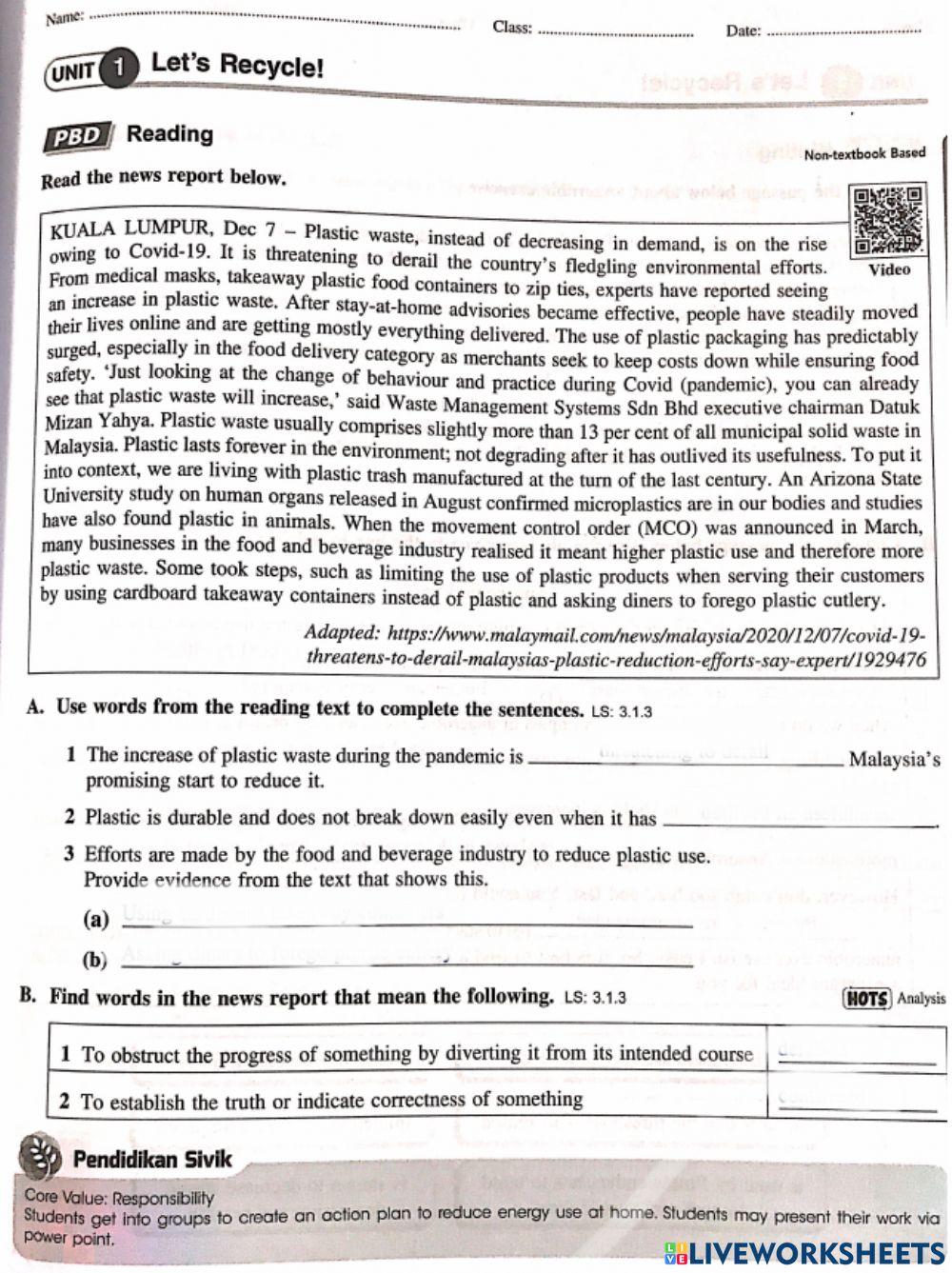 Health and environment form 2