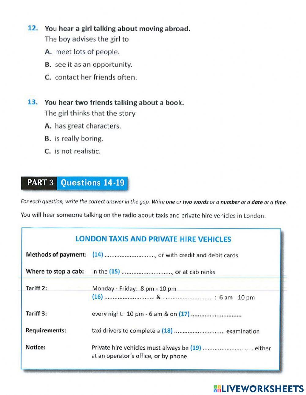 P.E.T Listening Mock Test