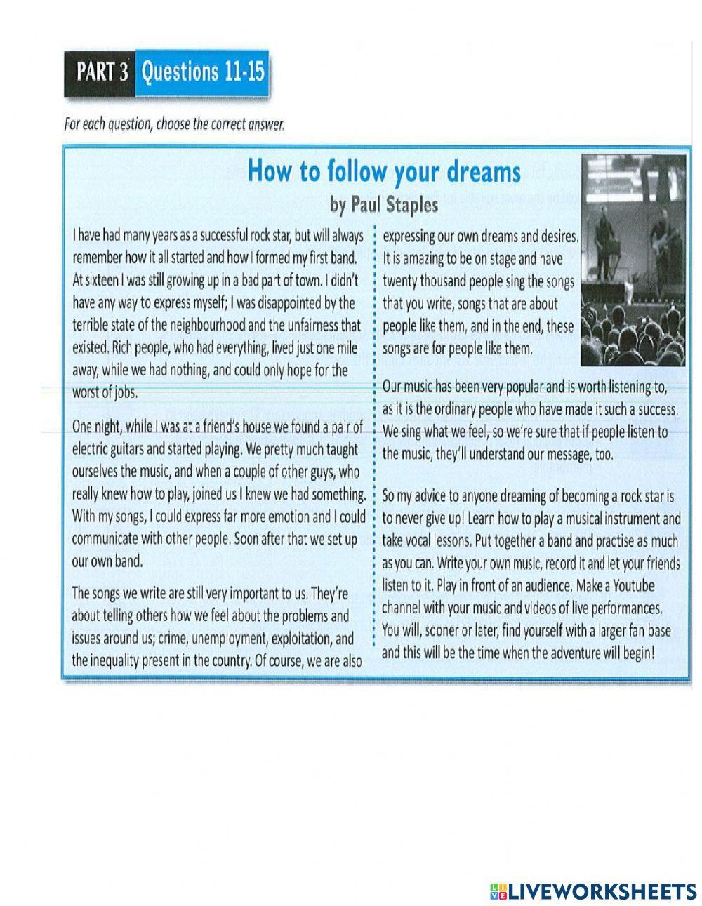 P.E.T Reading Mock Test