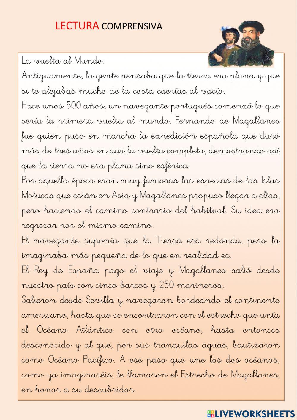 Comprensión Lectora - La primero vuelta al mundo