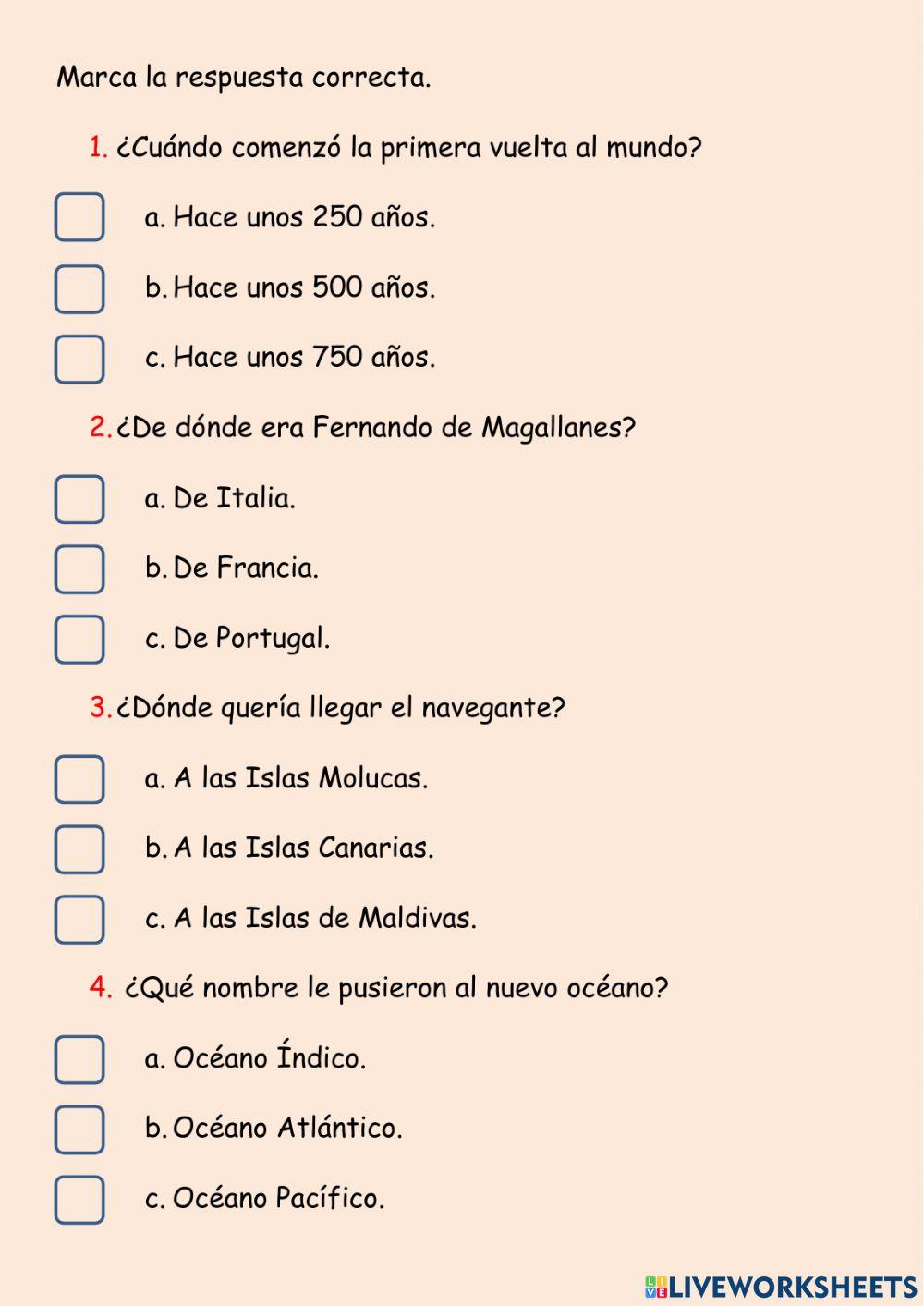 Comprensión Lectora - La primero vuelta al mundo