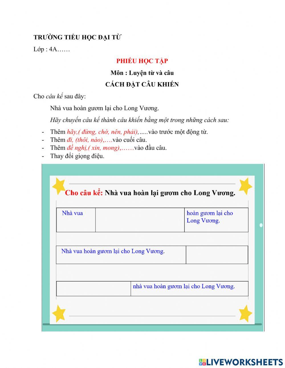 Cách đặt câu khiến