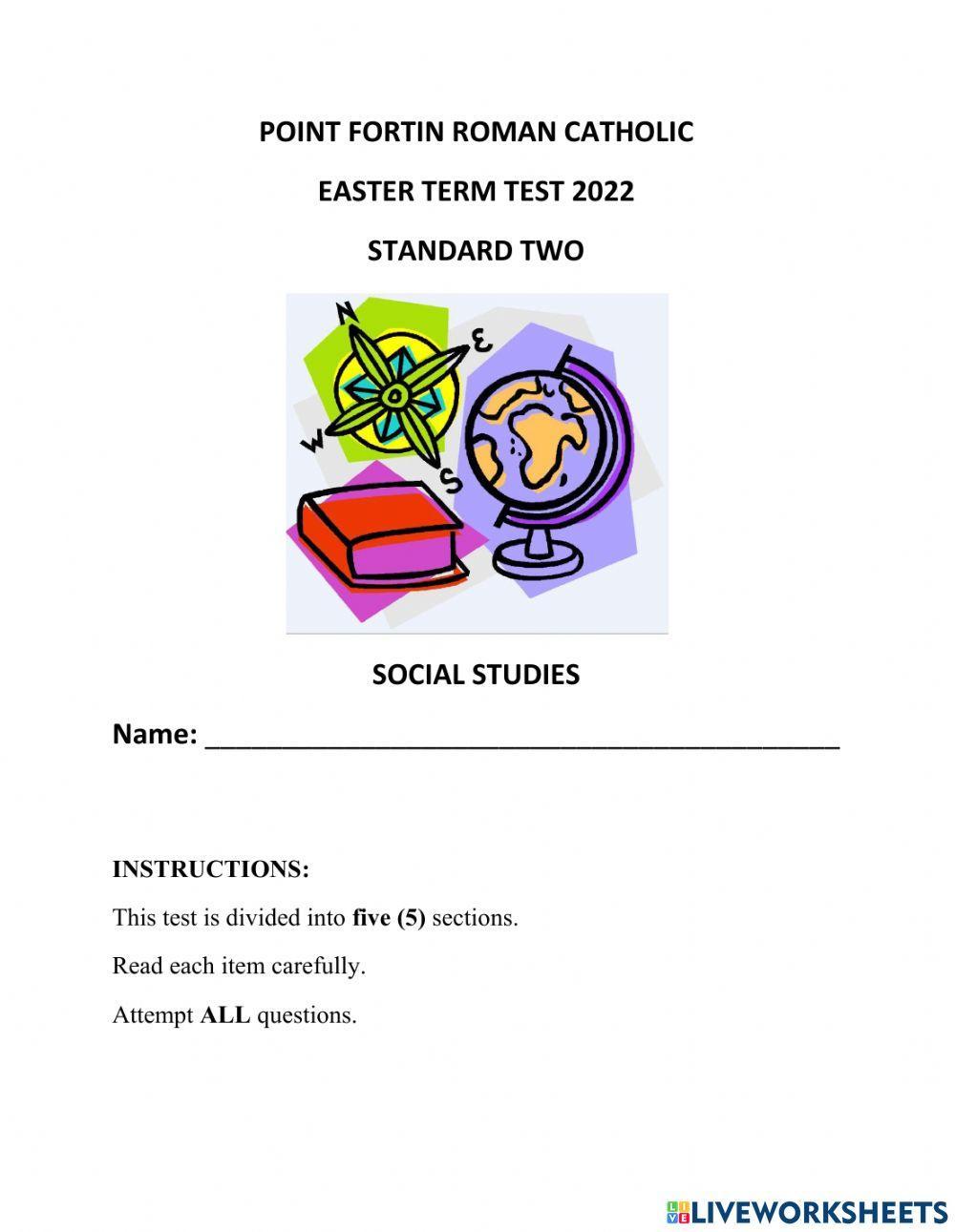 Easter term test social stuudies