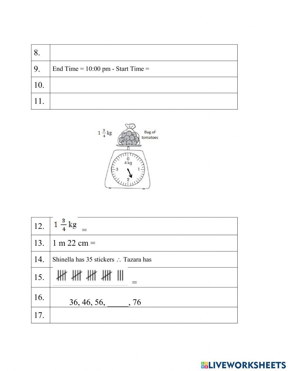 Std 3 Mental End of Term 2 Test