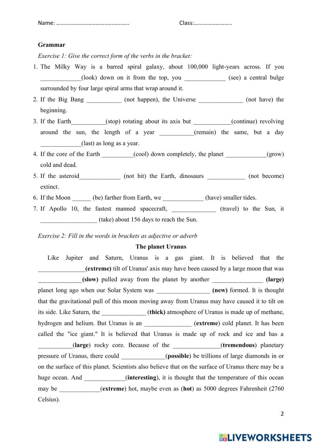 Impact 3 Unit 6 Revision on Vocabulary & Grammar