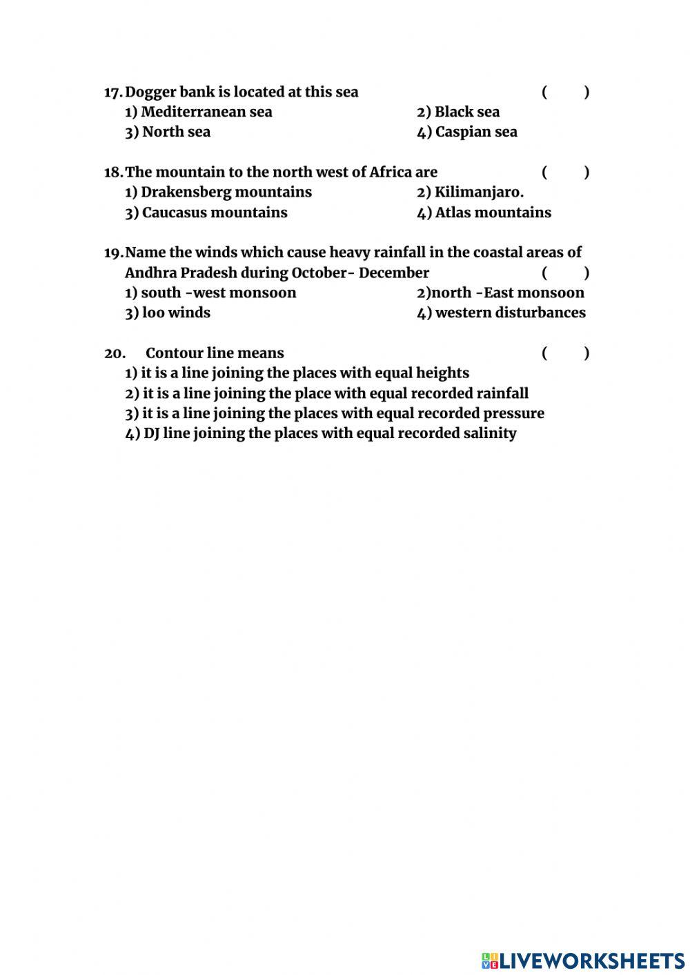 Geography NMMS Previous Paper 3