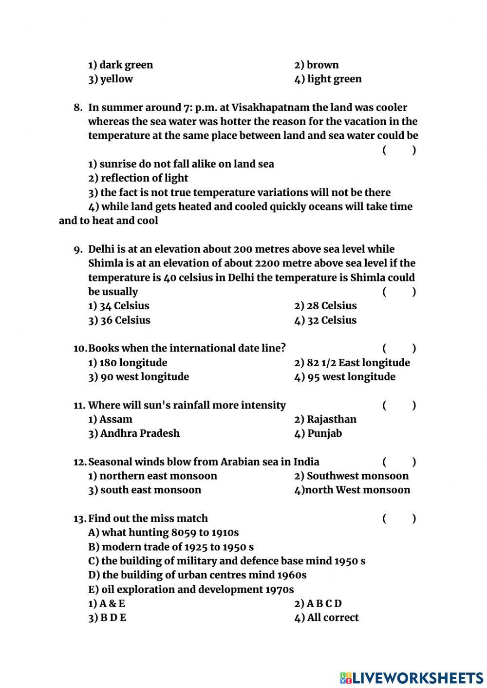 Geography NMMS Previous Paper 4