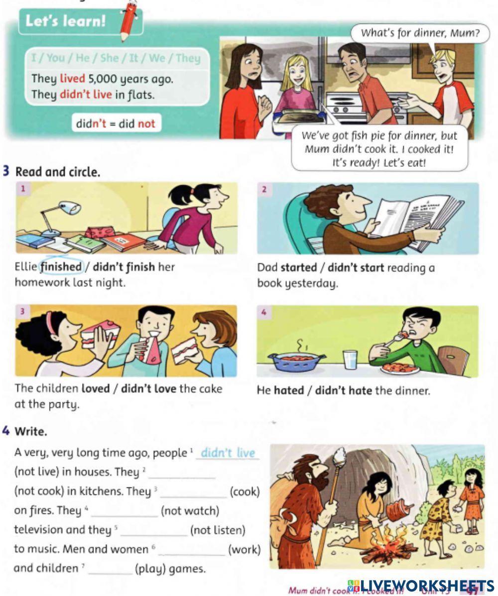 Past simple tense with regular verbs