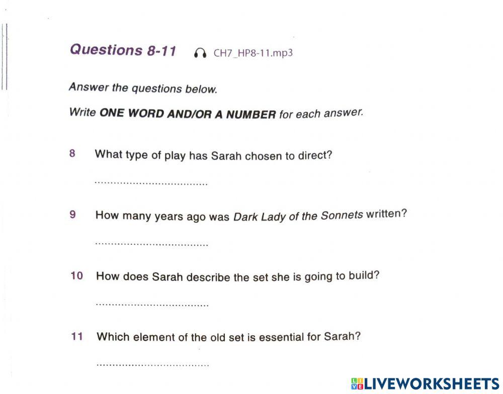 Hacker listening chapter 7 short answwer 8 11 worksheet live worksheets