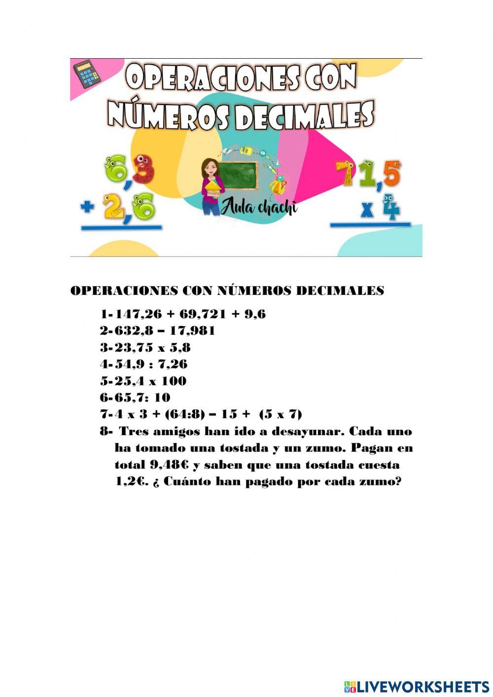 Operaciones con decimales