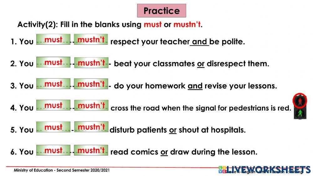 Must and mustn't-or and