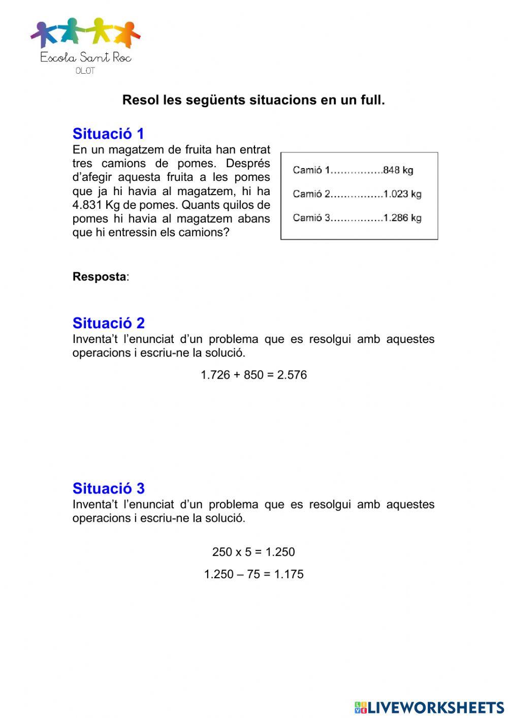 Situacions matemàtiques
