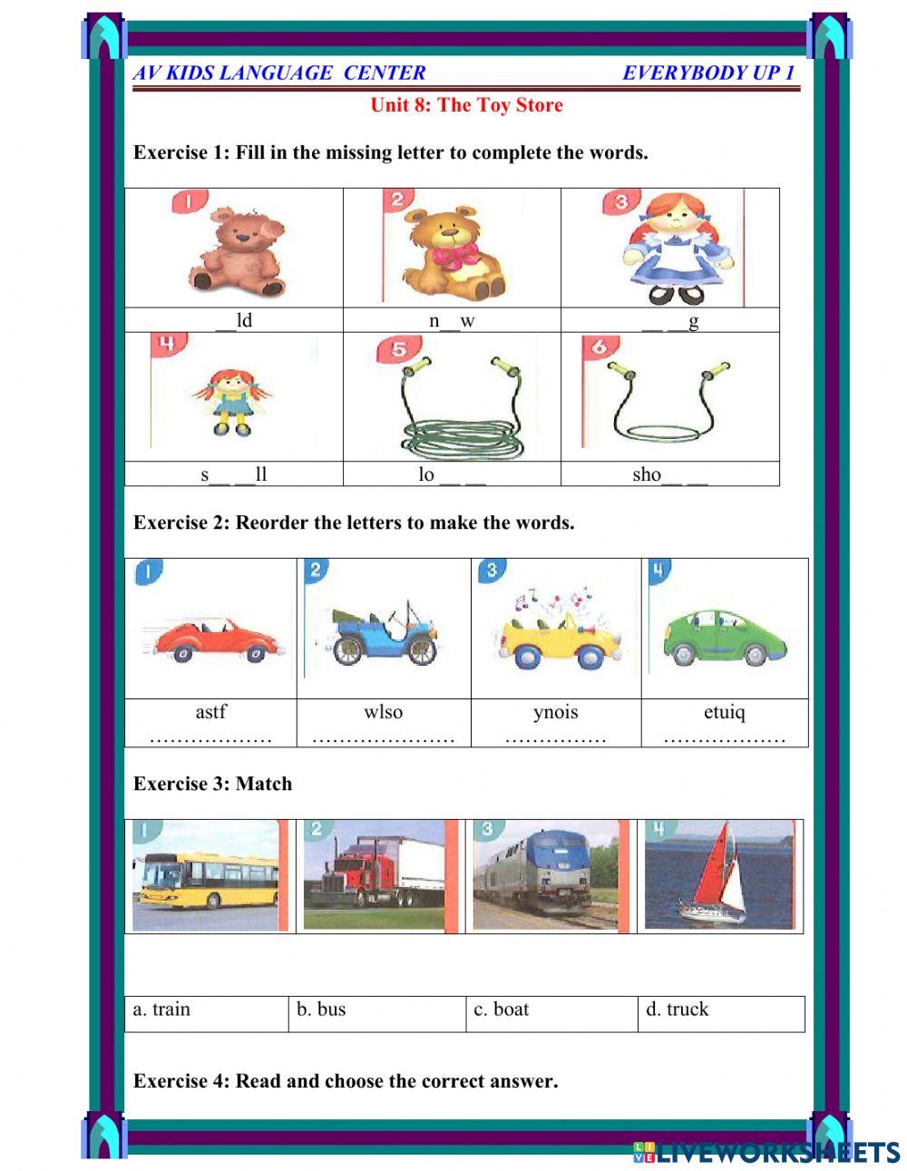 PBT Exercise Unit 8 (Up1) Mrs.Thuy