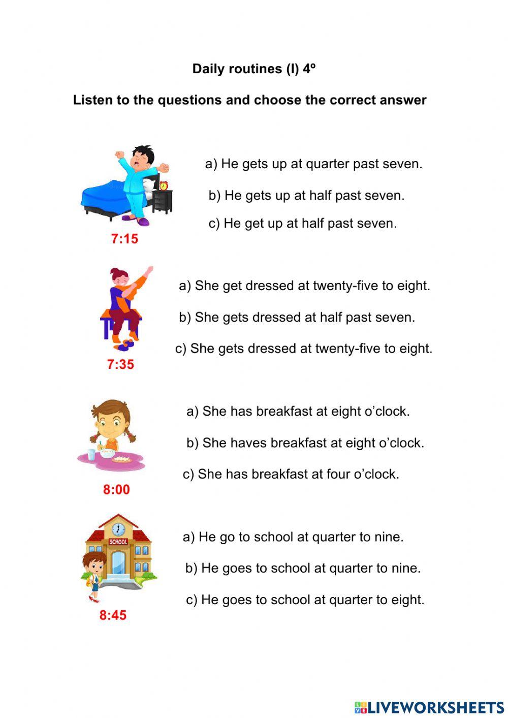 Daily routines I 4º Daily routines I 4º