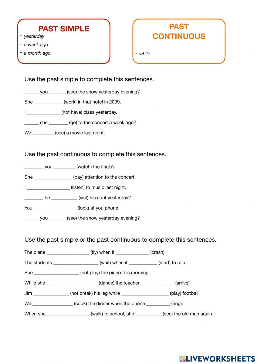 Present Simple vs continuous - Past simple vs continuous