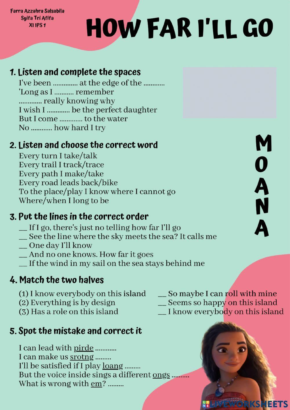 Song- How far i'll go