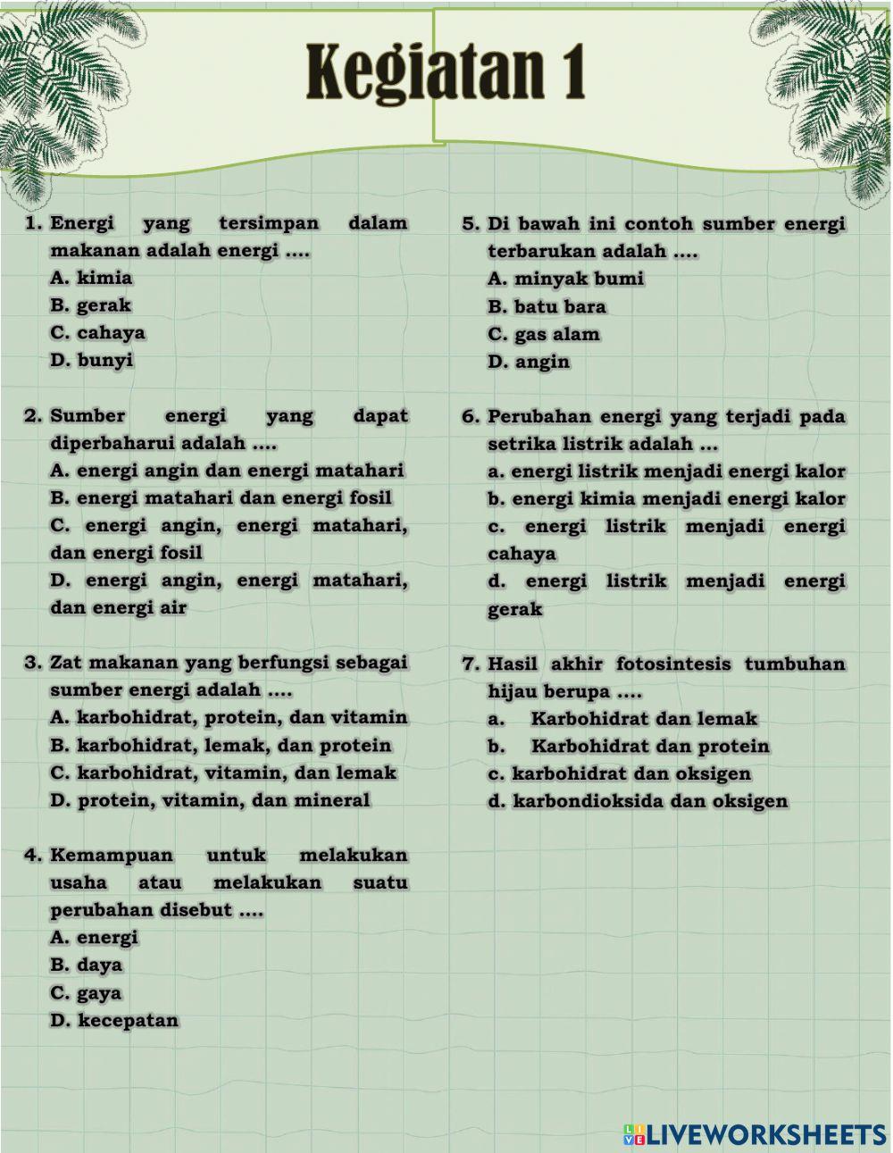 Lkpd-energi dalam sistem kehidupan