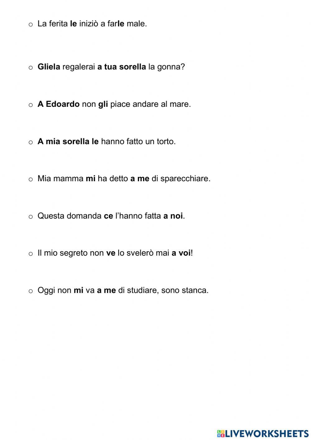 Pronomi personali complemento