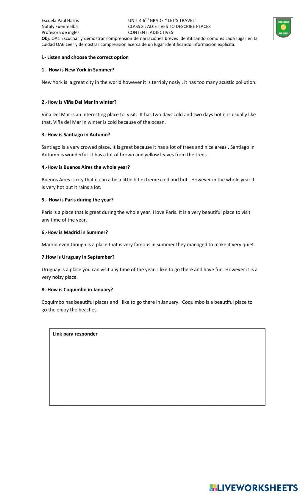 Clas 3 unit 4 6th grade