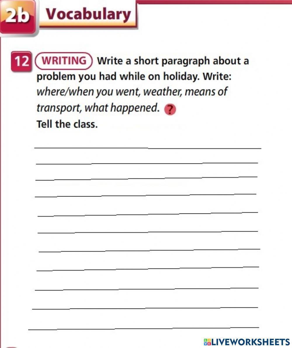 Holiday problems - writing ex.12